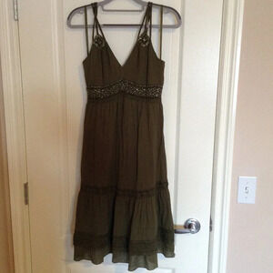 BCBG Maxazria Women's Dress Dark Green Summer Vacation Strappy Mini Size S